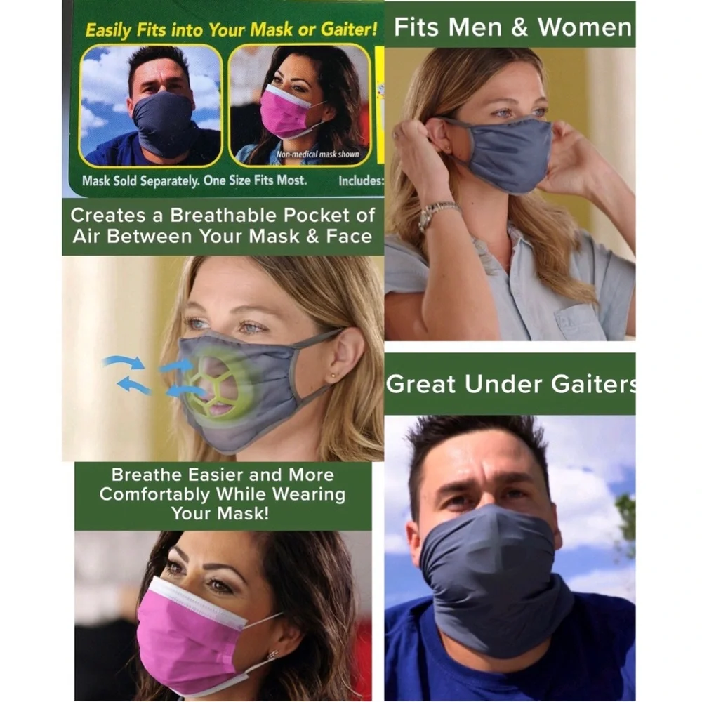 NEW COOL TURTLE Mask Enhancer BREATHE EASY & STAY COOL Green UNISEX Adult 6 Pk